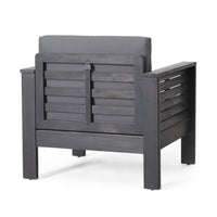 Siyal Outdoor Club Accent Chair Set of 2, Soft Dark Gray, Acacia Wood -BM323421