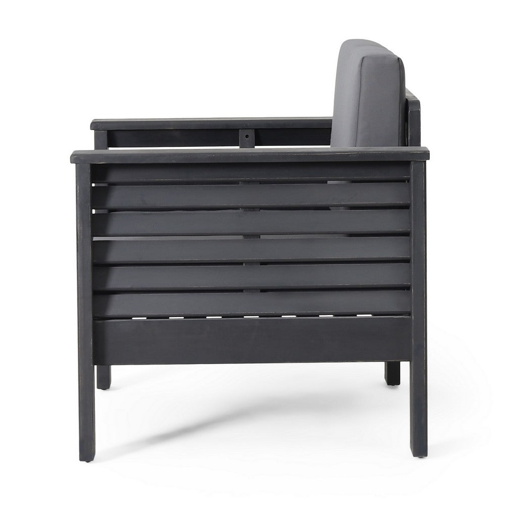 Siyal Outdoor Club Accent Chair Set of 2, Soft Dark Gray, Acacia Wood -BM323421