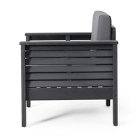 Siyal Outdoor Club Accent Chair Set of 2, Soft Dark Gray, Acacia Wood -BM323421