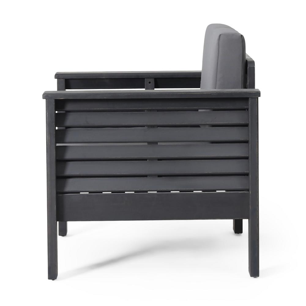 Siyal Outdoor Club Accent Chair Set of 2, Soft Dark Gray, Acacia Wood -BM323421