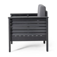 Siyal Outdoor Club Accent Chair Set of 2, Soft Dark Gray, Acacia Wood -BM323421