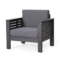 Siyal Outdoor Club Accent Chair Set of 2, Soft Dark Gray, Acacia Wood -BM323421