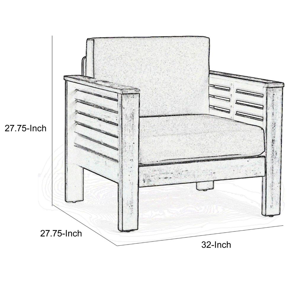 Siyal Outdoor Club Accent Chair Set of 2, Soft Dark Gray, Acacia Wood -BM323421