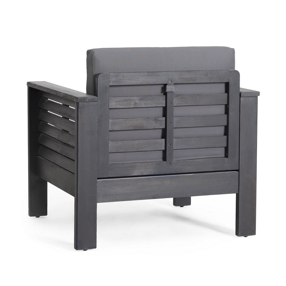 Siyal Outdoor Club Accent Chair Set of 2, Soft Dark Gray, Acacia Wood -BM323421