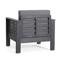 Siyal Outdoor Club Accent Chair Set of 2, Soft Dark Gray, Acacia Wood -BM323421