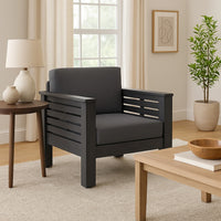 Siyal Outdoor Club Accent Chair Set of 2, Soft Dark Gray, Acacia Wood -BM323421