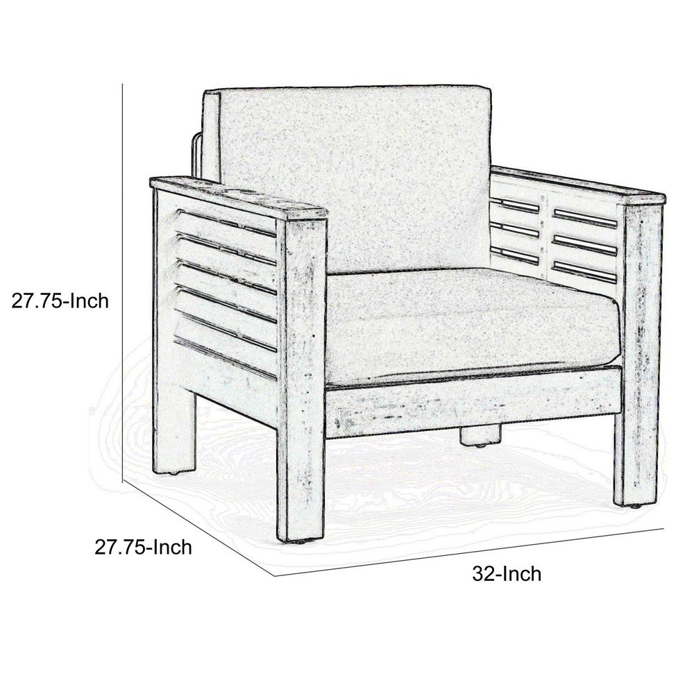 Siyal Outdoor Club Accent Chair Set of 2, Soft Dark Gray, Acacia Wood -BM323421