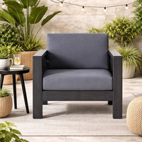 Siyal Outdoor Club Accent Chair Set of 2, Soft Dark Gray, Acacia Wood -BM323421