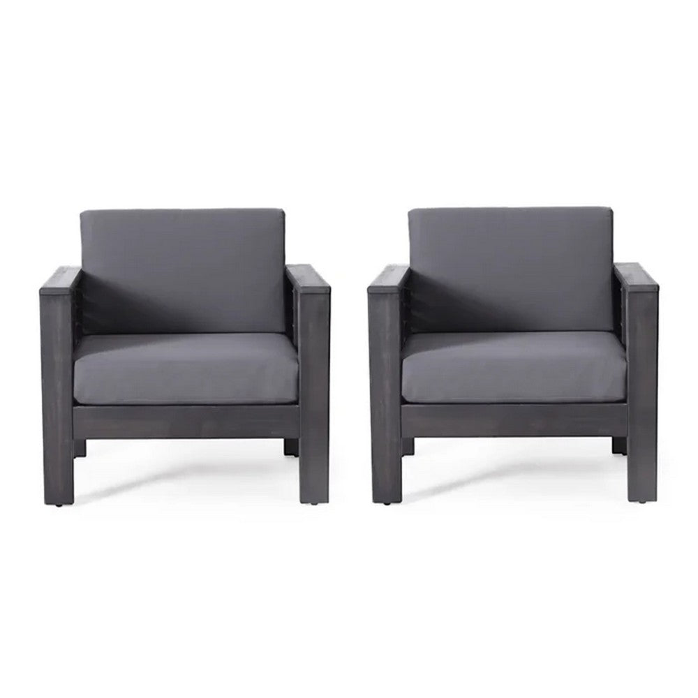 Siyal Outdoor Club Accent Chair Set of 2, Soft Dark Gray, Acacia Wood -BM323421