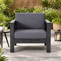 Siyal Outdoor Club Accent Chair Set of 2, Soft Dark Gray, Acacia Wood -BM323421