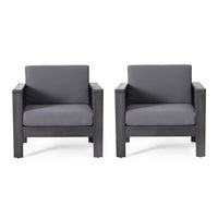 Siyal Outdoor Club Accent Chair Set of 2, Soft Dark Gray, Acacia Wood -BM323421