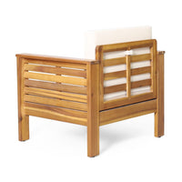 Siyal Outdoor Club Accent Chair Set of 2, Soft Beige, Brown Acacia Wood -BM323422