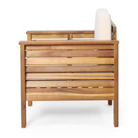 Siyal Outdoor Club Accent Chair Set of 2, Soft Beige, Brown Acacia Wood -BM323422