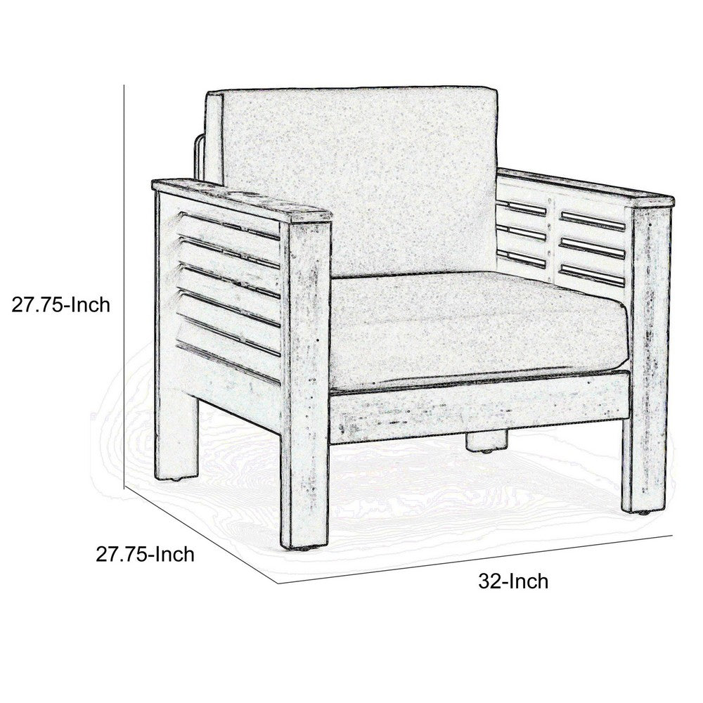 Siyal Outdoor Club Accent Chair Set of 2, Soft Beige, Brown Acacia Wood -BM323422
