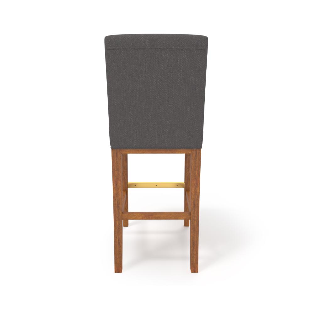 Leman Barstool Chair, Dark Gray, Brown Solid Wood, Gold Metal Footrest -BM323423