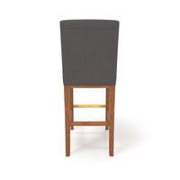Leman Barstool Chair, Dark Gray, Brown Solid Wood, Gold Metal Footrest -BM323423