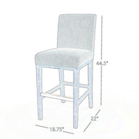 Leman Barstool Chair, Dark Gray, Brown Solid Wood, Gold Metal Footrest -BM323423