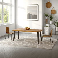 Kristi Dining Table, Rectangular 69 Inch, 2 Tone Brown Acacia Wood, Iron -BM323425