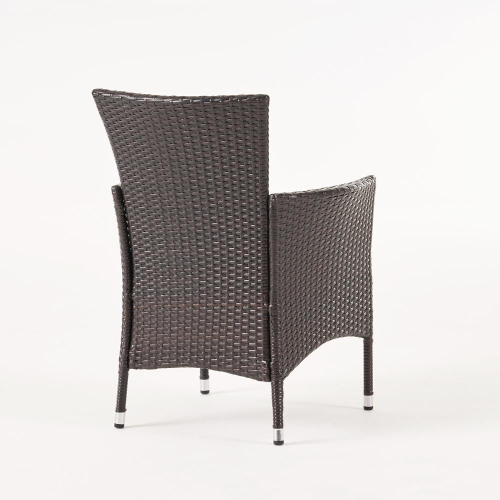 Clem Dining Chair Set of 2, Beige, Outdoor Dark Brown Wicker, Iron Frame -BM323426