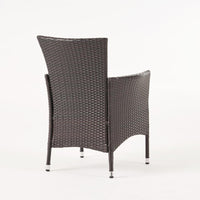 Clem Dining Chair Set of 2, Beige, Outdoor Dark Brown Wicker, Iron Frame -BM323426