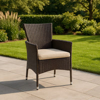 Clem Dining Chair Set of 2, Beige, Outdoor Dark Brown Wicker, Iron Frame -BM323426