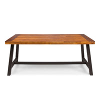 Carls Dining Table, Rectangular 71 Inch, Outdoor Light Brown Wood, Iron -BM323427