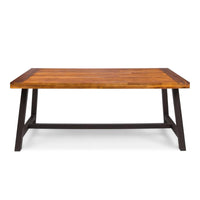 Carls Dining Table, Rectangular 71 Inch, Outdoor Light Brown Wood, Iron -BM323427