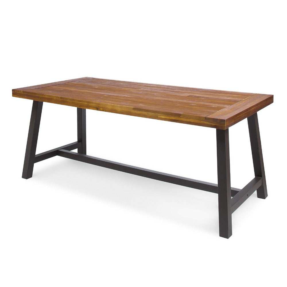 Carls Dining Table, Rectangular 71 Inch, Outdoor Light Brown Wood, Iron -BM323427
