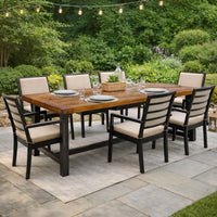 Carls Dining Table, Rectangular 71 Inch, Outdoor Light Brown Wood, Iron -BM323427