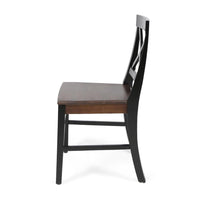 Ricks Dining Chair Set of 2, Crossed X Back, Acacia Wood, Dark Brown, Black -BM323428