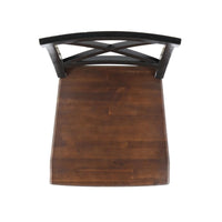 Ricks Dining Chair Set of 2, Crossed X Back, Acacia Wood, Dark Brown, Black -BM323428