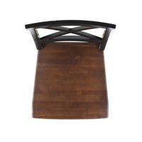 Ricks Dining Chair Set of 2, Crossed X Back, Acacia Wood, Dark Brown, Black -BM323428