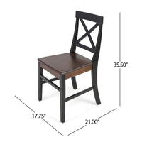 Ricks Dining Chair Set of 2, Crossed X Back, Acacia Wood, Dark Brown, Black -BM323428