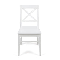 Ricks Dining Chair Set of 2, Crossed X Back, Curved Back Legs, White Wood -BM323430