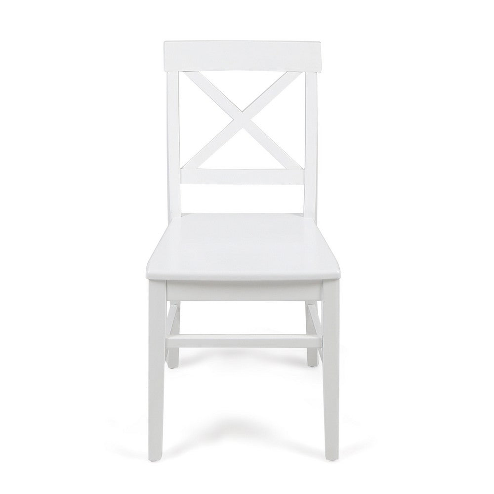 Ricks Dining Chair Set of 2, Crossed X Back, Curved Back Legs, White Wood -BM323430