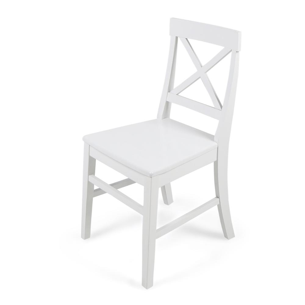 Ricks Dining Chair Set of 2, Crossed X Back, Curved Back Legs, White Wood -BM323430