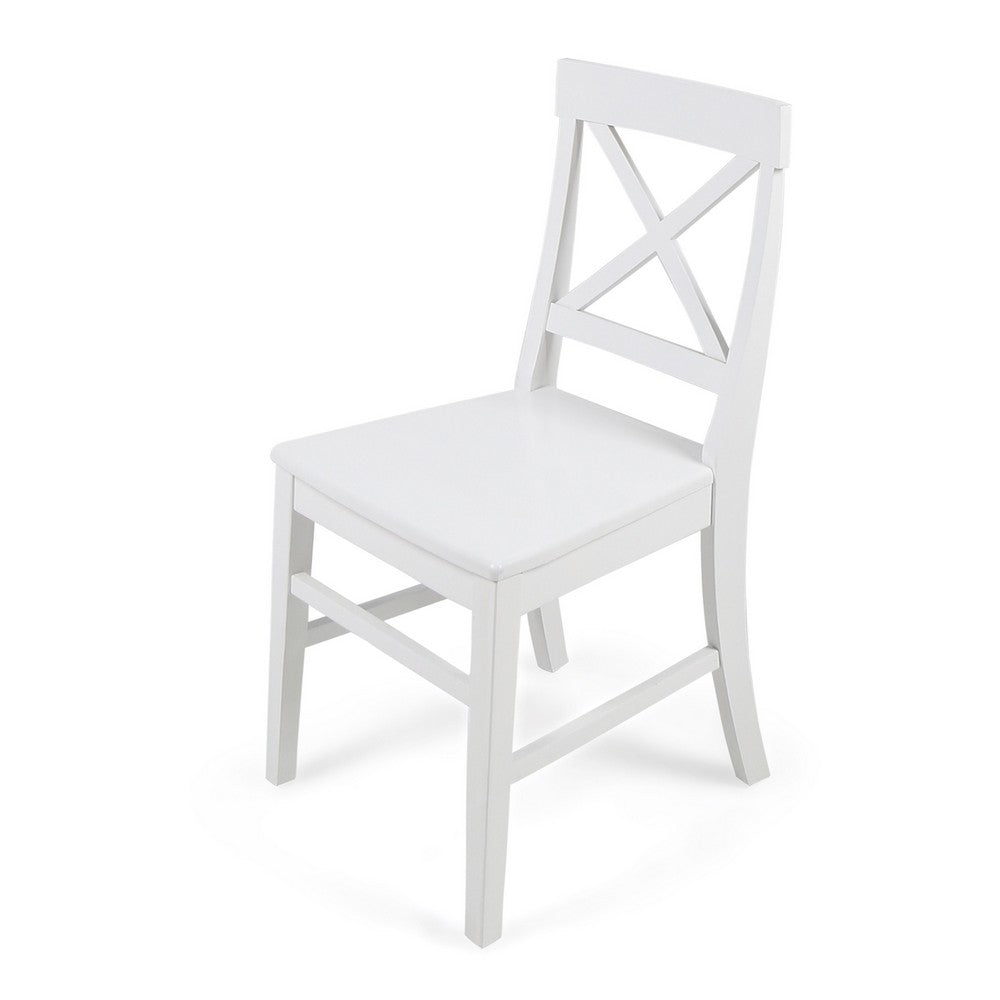Ricks Dining Chair Set of 2, Crossed X Back, Curved Back Legs, White Wood -BM323430