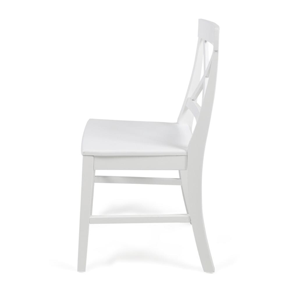 Ricks Dining Chair Set of 2, Crossed X Back, Curved Back Legs, White Wood -BM323430