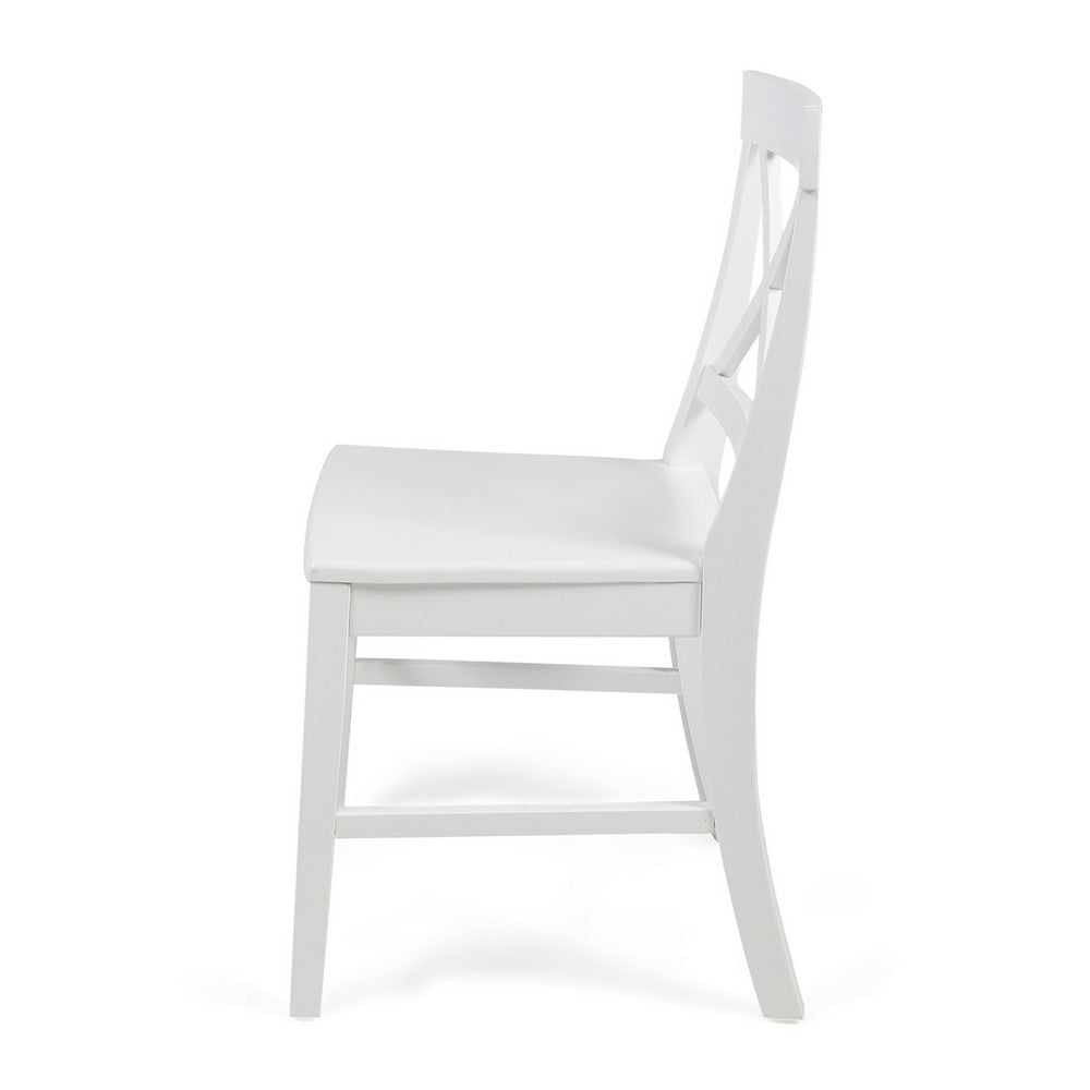 Ricks Dining Chair Set of 2, Crossed X Back, Curved Back Legs, White Wood -BM323430