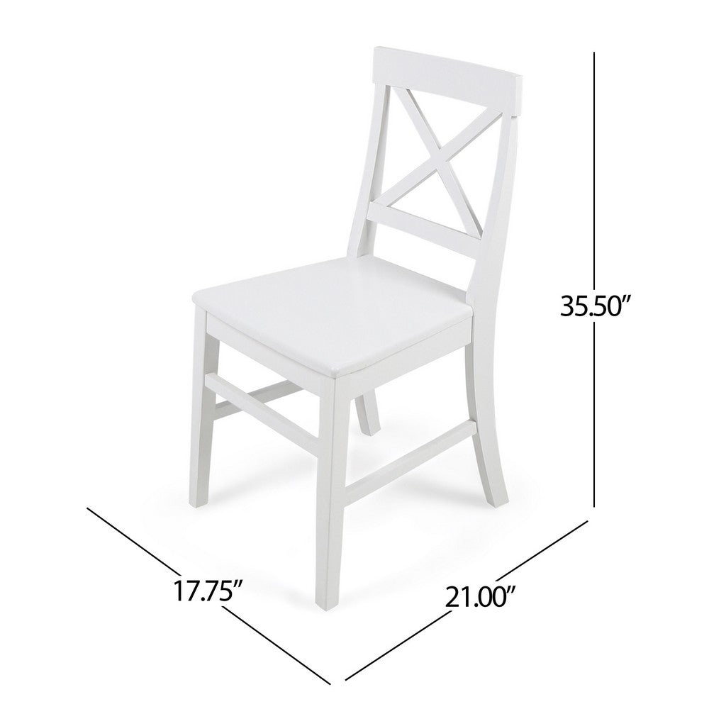 Ricks Dining Chair Set of 2, Crossed X Back, Curved Back Legs, White Wood -BM323430