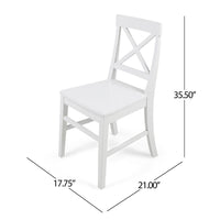 Ricks Dining Chair Set of 2, Crossed X Back, Curved Back Legs, White Wood -BM323430