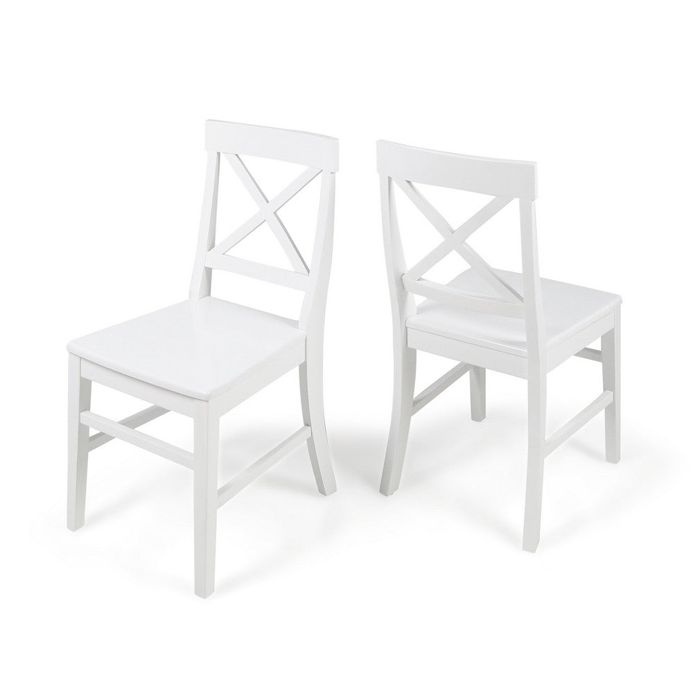Ricks Dining Chair Set of 2, Crossed X Back, Curved Back Legs, White Wood -BM323430