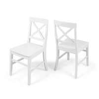 Ricks Dining Chair Set of 2, Crossed X Back, Curved Back Legs, White Wood -BM323430