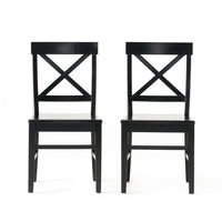 Ricks Dining Chair Set of 2, Crossed X Back, Curved Back Legs, Black Wood -BM323431