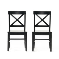 Ricks Dining Chair Set of 2, Crossed X Back, Curved Back Legs, Black Wood -BM323431