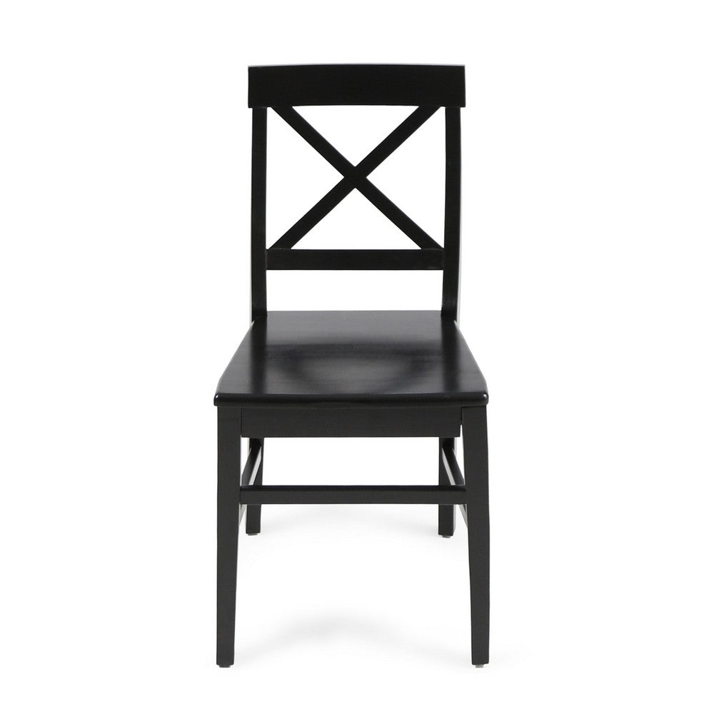 Ricks Dining Chair Set of 2, Crossed X Back, Curved Back Legs, Black Wood -BM323431
