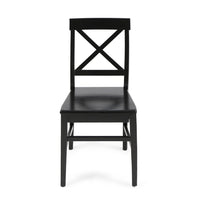 Ricks Dining Chair Set of 2, Crossed X Back, Curved Back Legs, Black Wood -BM323431