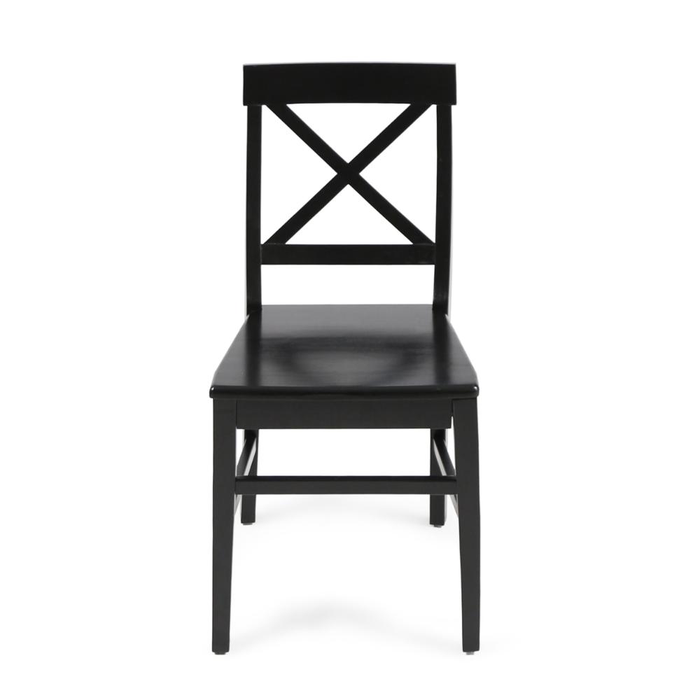 Ricks Dining Chair Set of 2, Crossed X Back, Curved Back Legs, Black Wood -BM323431