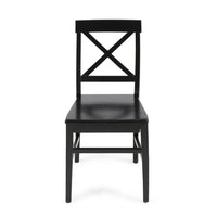 Ricks Dining Chair Set of 2, Crossed X Back, Curved Back Legs, Black Wood -BM323431