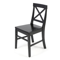 Ricks Dining Chair Set of 2, Crossed X Back, Curved Back Legs, Black Wood -BM323431